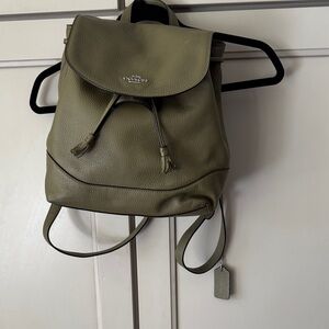 Coach Olive Green Leather Backpack